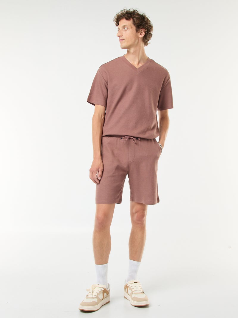 Pantalón corto deportivo con bolsillos de punto Marron - Kiabi