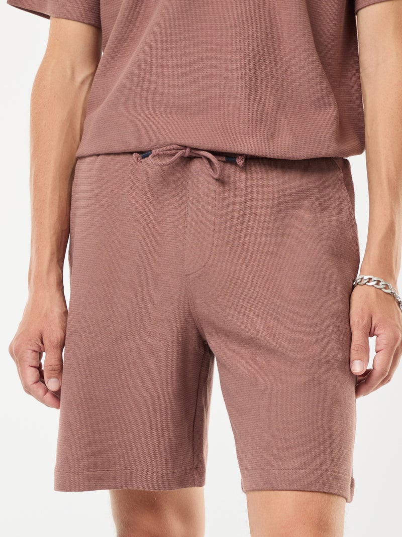Pantalón corto deportivo con bolsillos de punto Marron - Kiabi