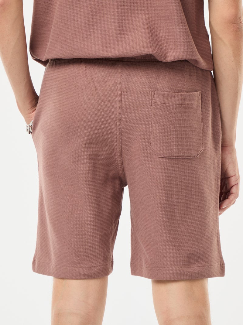 Pantalón corto deportivo con bolsillos de punto Marron - Kiabi