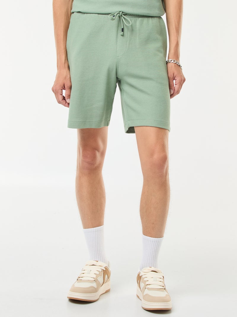 Pantalón corto deportivo con bolsillos de punto Verde - Kiabi