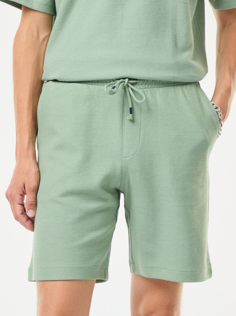 Pantalón corto deportivo con bolsillos de punto Verde - Kiabi