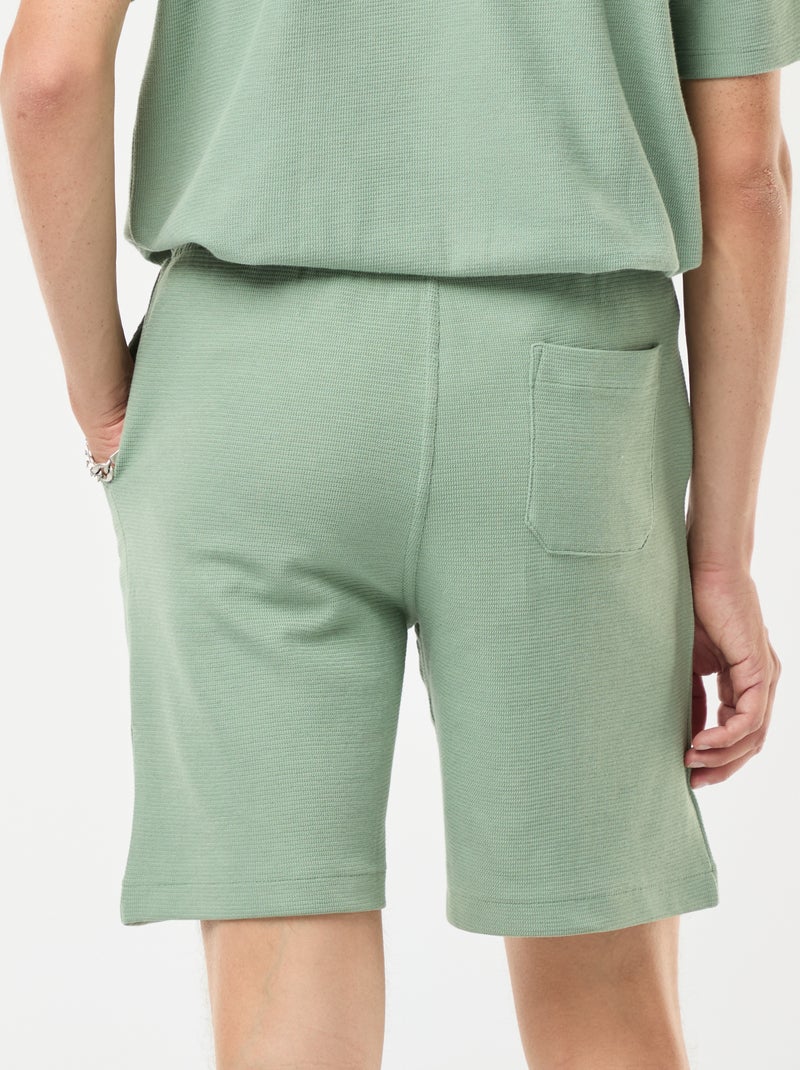 Pantalón corto deportivo con bolsillos de punto Verde - Kiabi