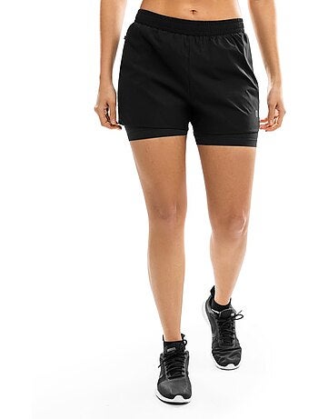 Pantalón corto deportivo doble capa mujer fitness mujer purpose