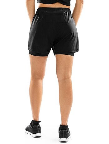 Pantalón corto deportivo doble capa mujer fitness mujer purpose