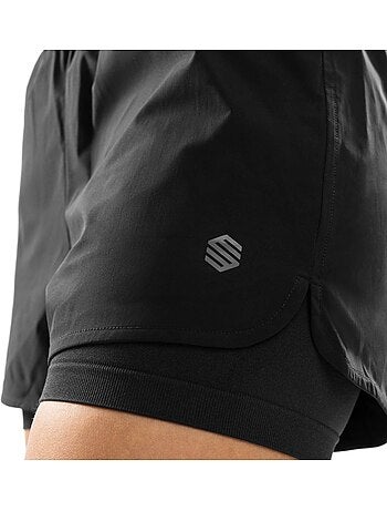 Pantalón corto deportivo doble capa mujer fitness mujer purpose