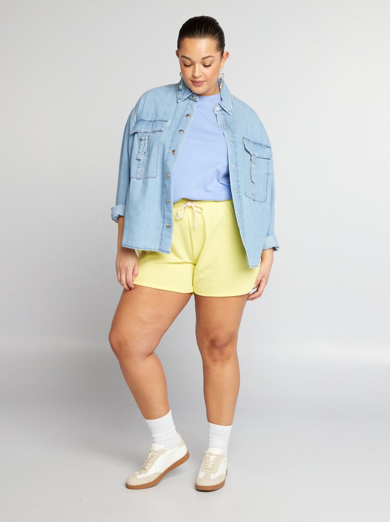 Pantalón corto deportivo jaspeado de chándal AMARILLO - Kiabi
