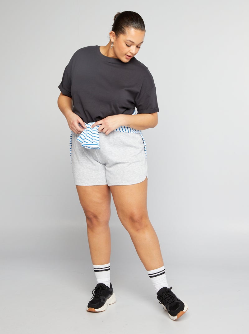 Pantalón corto deportivo jaspeado de chándal GRIS - Kiabi