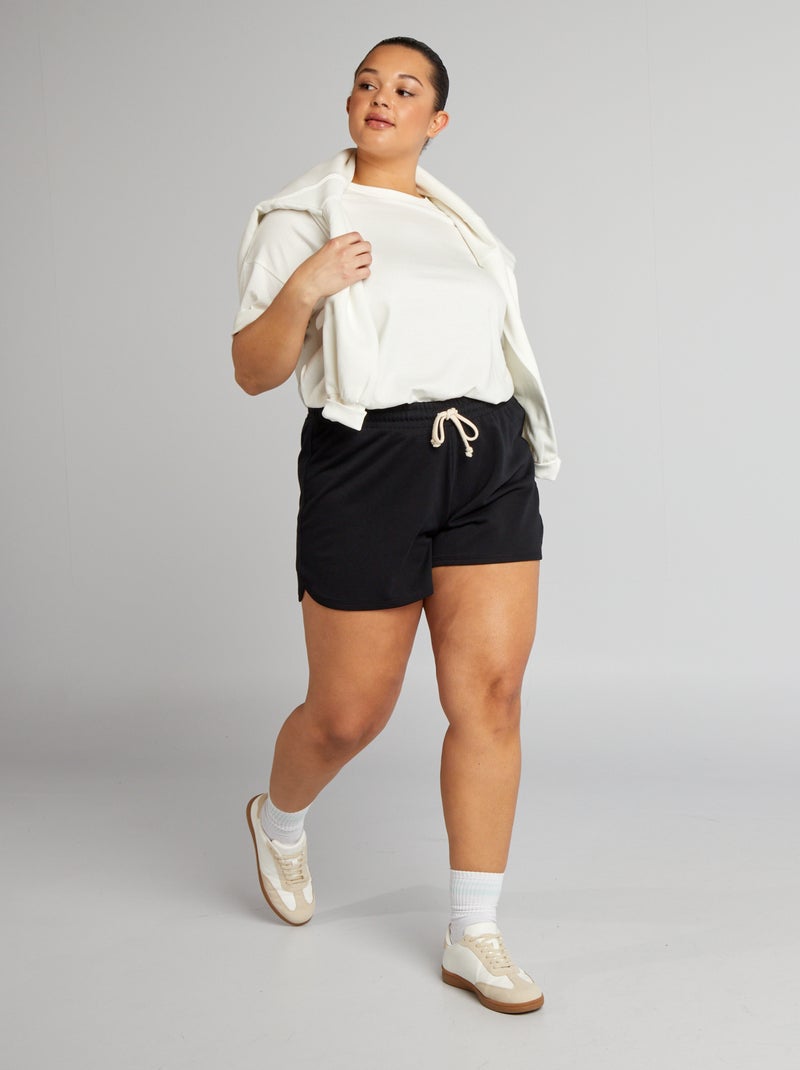 Pantalón corto deportivo jaspeado de chándal negro - Kiabi