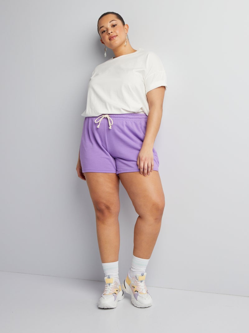 Pantalón corto deportivo jaspeado de chándal PURPURA - Kiabi