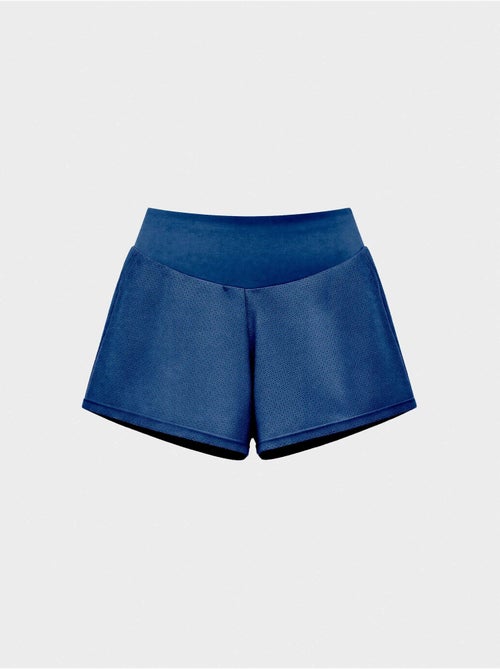 Pantalón corto deportivo microperforado con short interior - Kiabi Pantalón corto deportivo microperforado con short interior - Kiabi