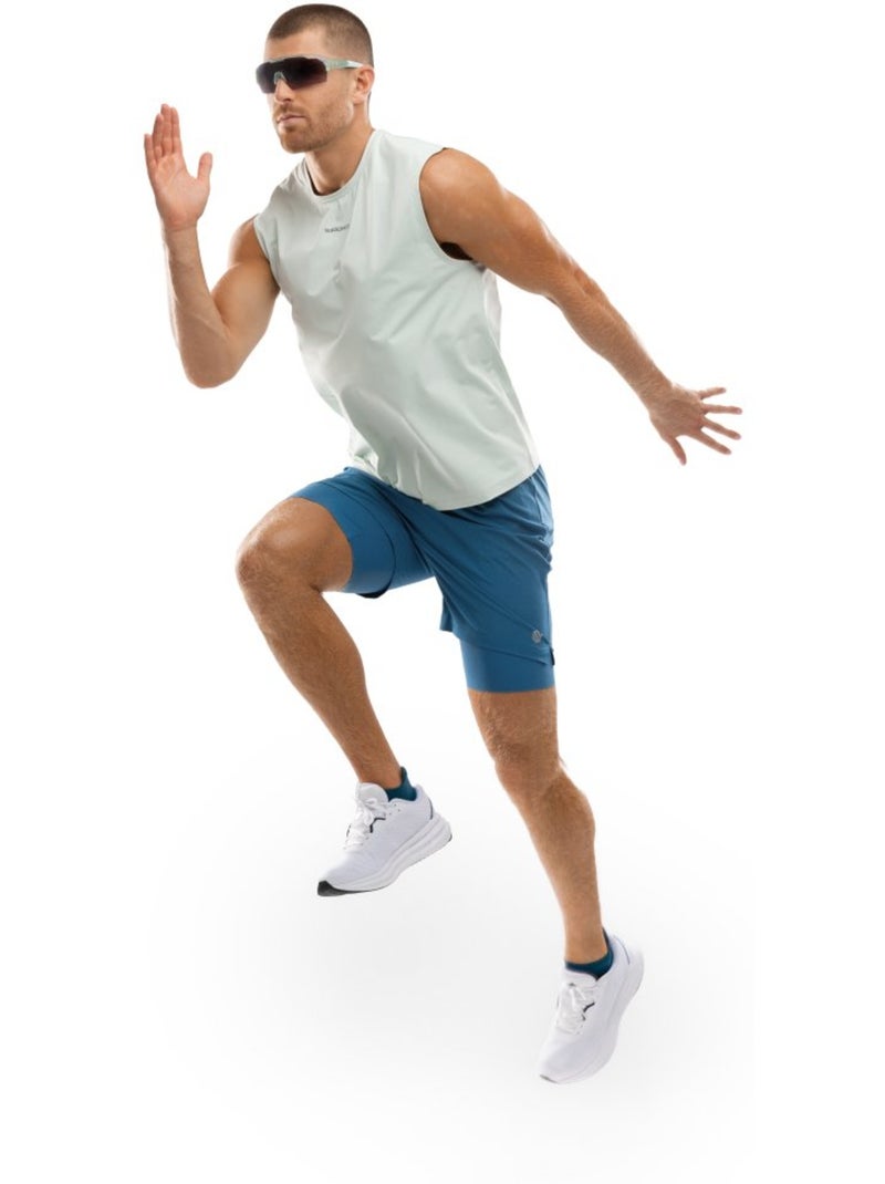 Pantalón corto doble capa running hombre fitness hombre admix Azul - Kiabi