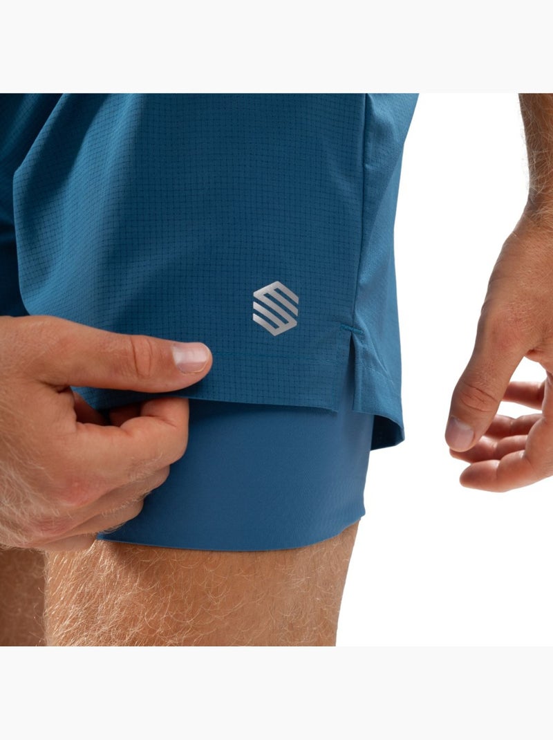 Pantalón corto doble capa running hombre fitness hombre admix Azul - Kiabi