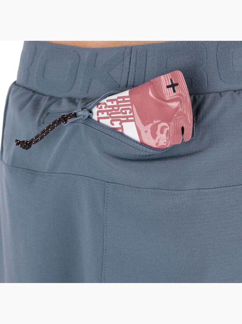 Pantalón corto doble capa trail running hombre senderismo hombre overland Azul - Kiabi