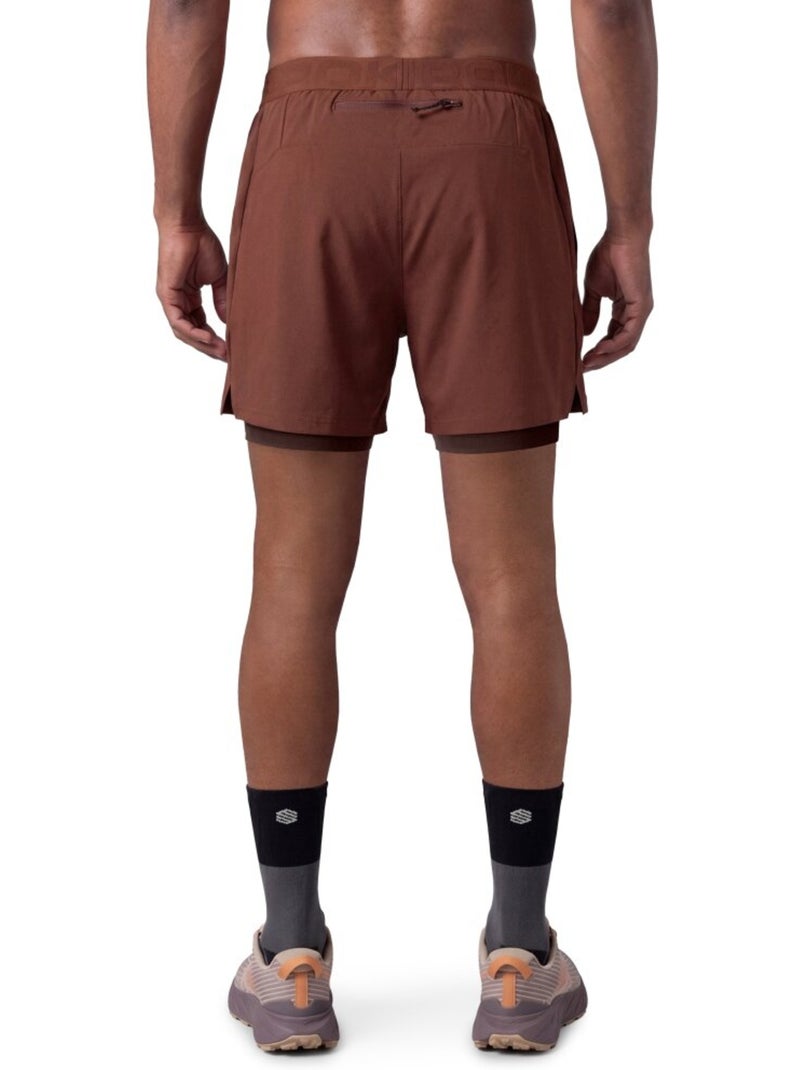 Pantalón corto doble capa trail running hombre senderismo hombre overland Marrón - Kiabi