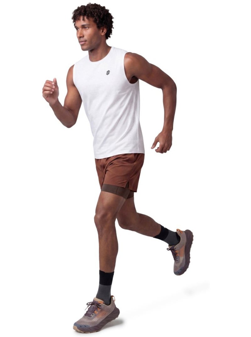 Pantalón corto doble capa trail running hombre senderismo hombre overland Marrón - Kiabi