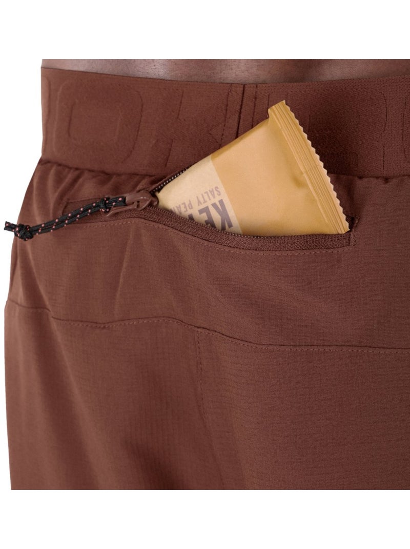 Pantalón corto doble capa trail running hombre senderismo hombre overland Marrón - Kiabi