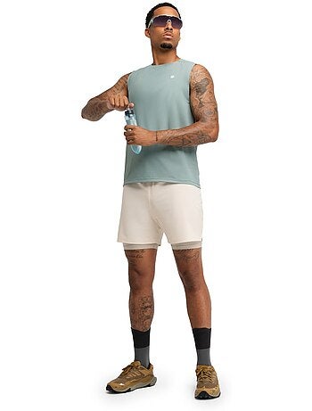 Pantalón corto doble capa trail running hombre senderismo hombre overland stone