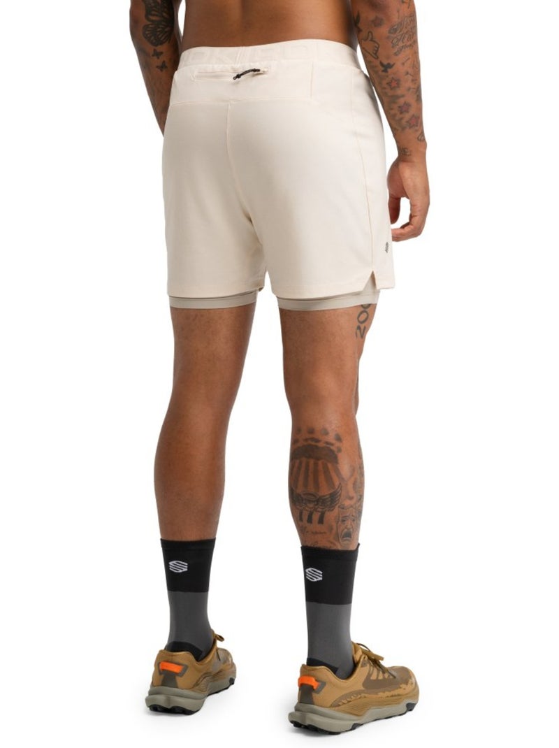 Pantalón corto doble capa trail running hombre senderismo hombre overland stone Beige - Kiabi