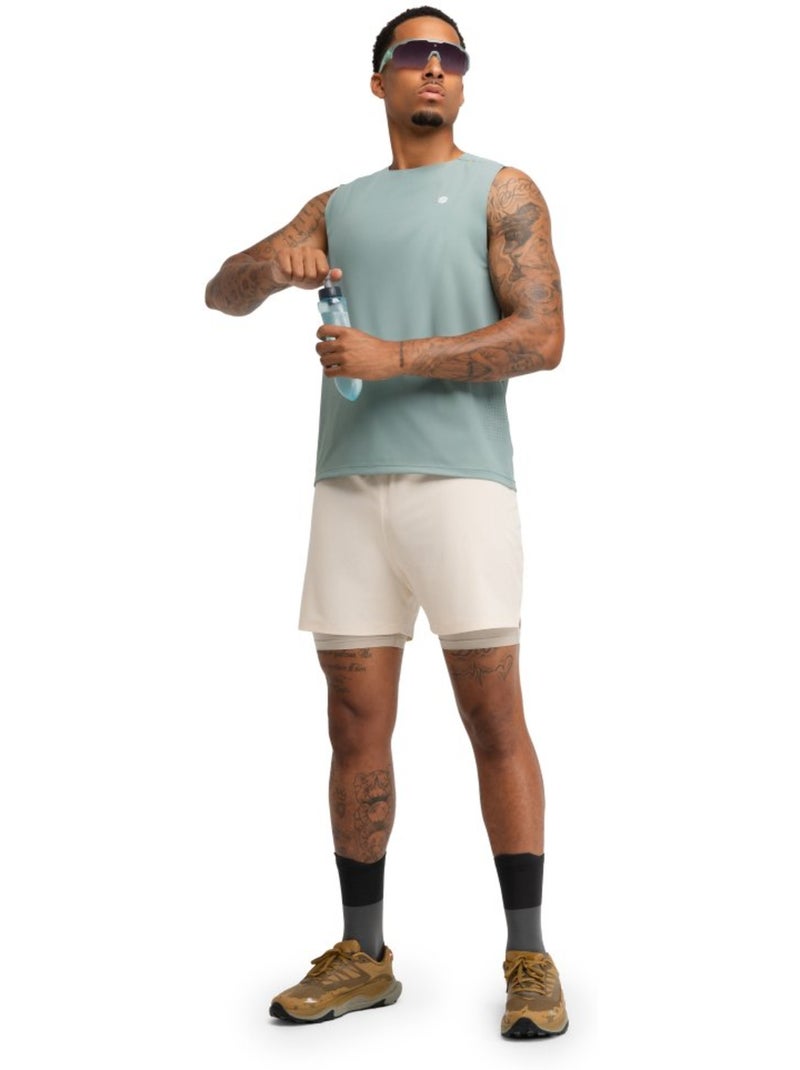 Pantalón corto doble capa trail running hombre senderismo hombre overland stone Beige - Kiabi