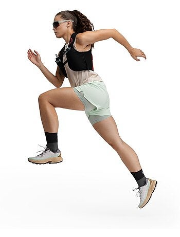 Pantalón corto doble capa trail running mujer senderismo mujer araroa mint