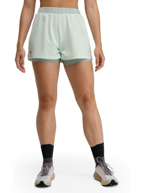 Pantalón corto doble capa trail running mujer senderismo mujer araroa mint - Kiabi