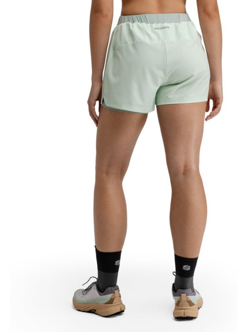 Pantalón corto doble capa trail running mujer senderismo mujer araroa mint - Kiabi