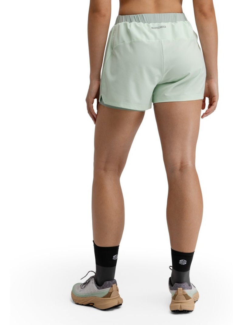 Pantalón corto doble capa trail running mujer senderismo mujer araroa mint Verde - Kiabi