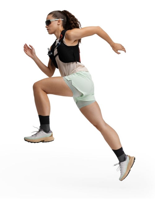 Pantalón corto doble capa trail running mujer senderismo mujer araroa mint - Kiabi