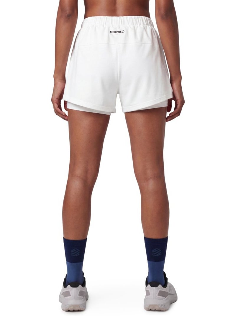 Pantalón corto doble capa trail running mujer senderismo mujer araroa-w Blanco - Kiabi