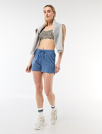 Pantalón corto en algodón liso con cordón