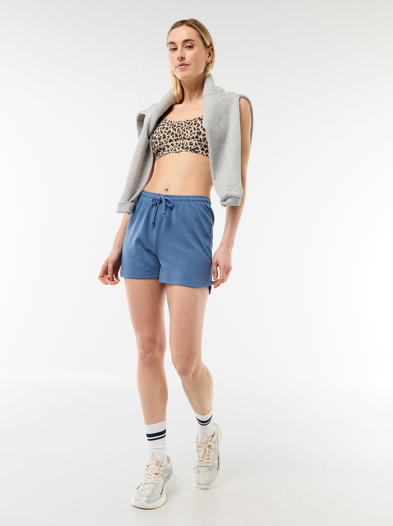 Pantalón corto en algodón liso con cordón Azul - Kiabi