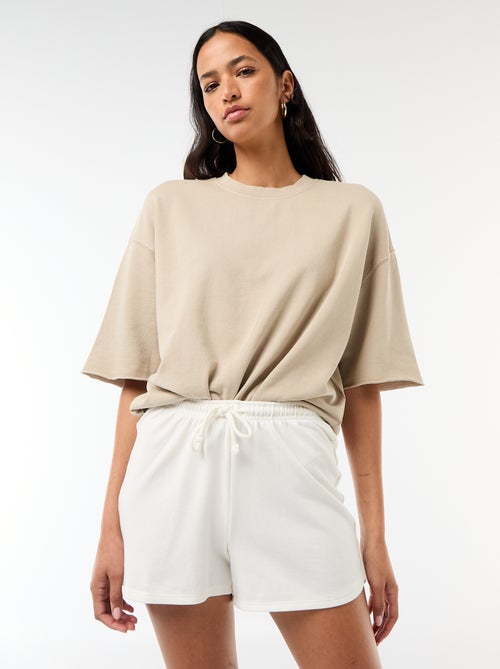 Pantalón corto en algodón liso con cordón - Kiabi