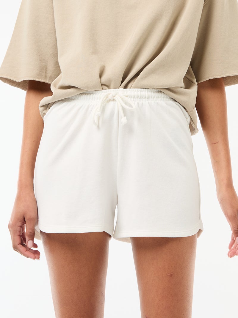 Pantalón corto en algodón liso con cordón Blanco - Kiabi