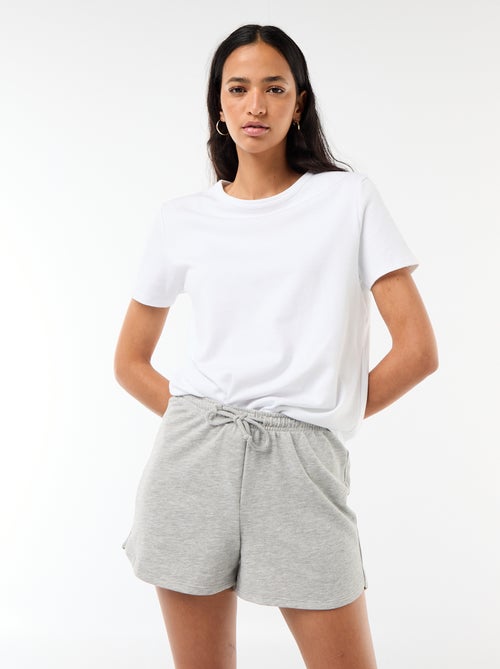 Pantalón corto en algodón liso con cordón - Kiabi