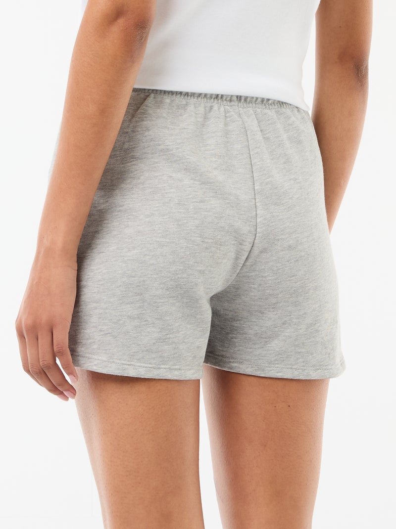 Pantalón corto en algodón liso con cordón Gris - Kiabi