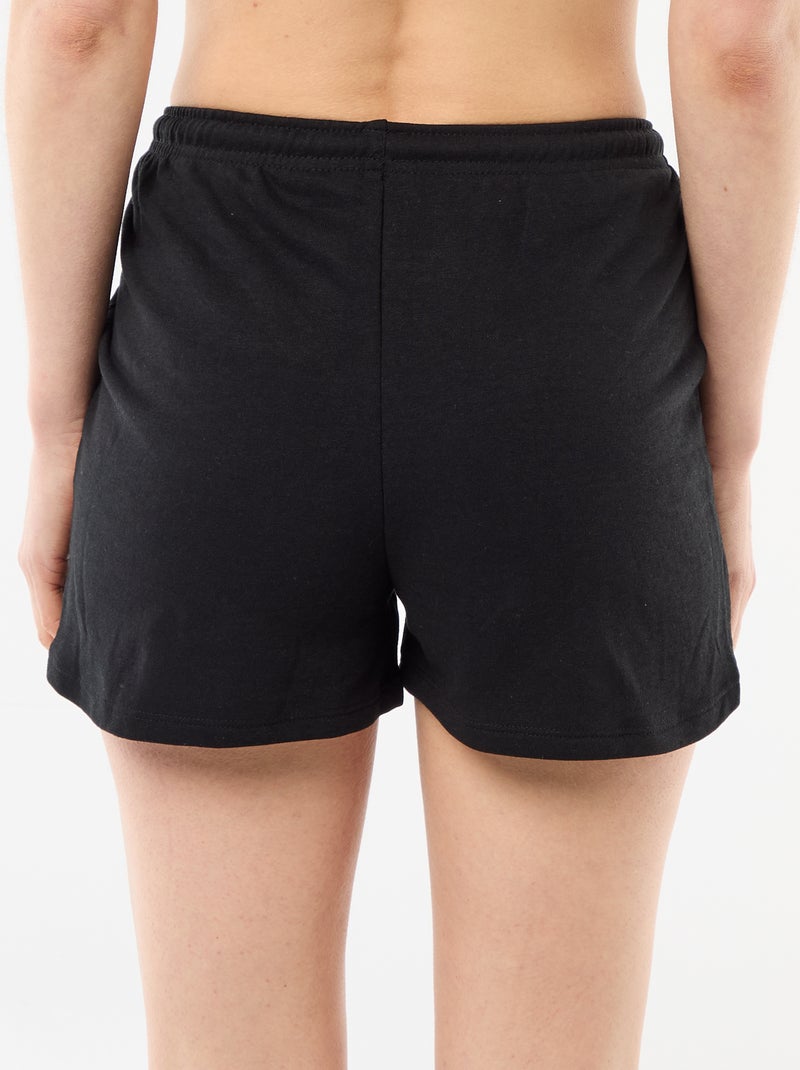 Pantalón corto en algodón liso con cordón Negro - Kiabi