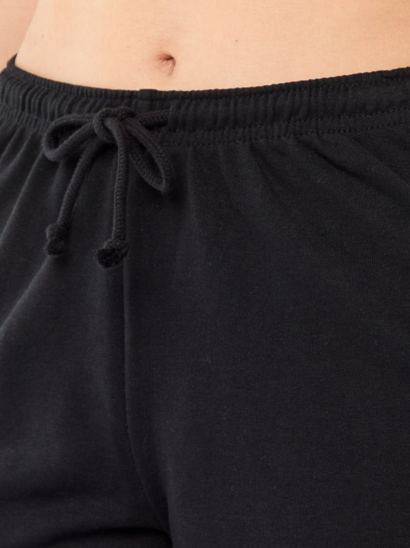Pantalón corto en algodón liso con cordón Negro - Kiabi