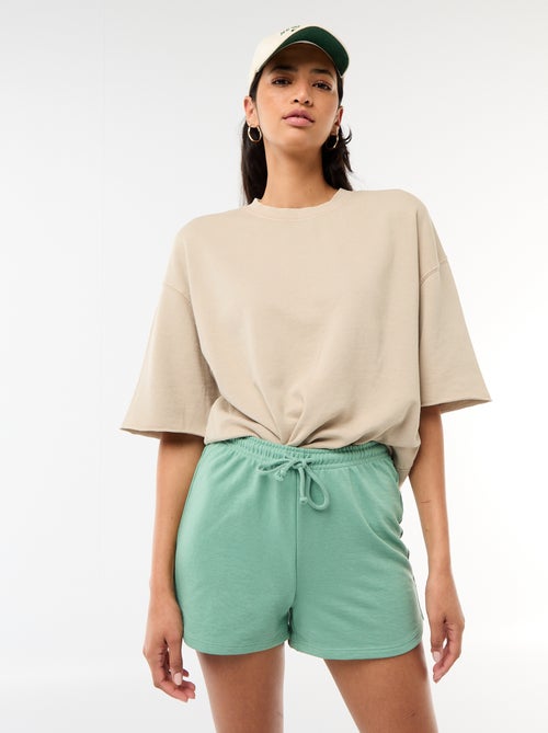 Pantalón corto en algodón liso con cordón - Kiabi