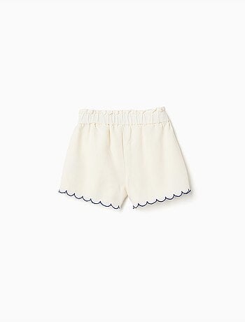 Pantalón corto en algodón y lino con cintura paperbag