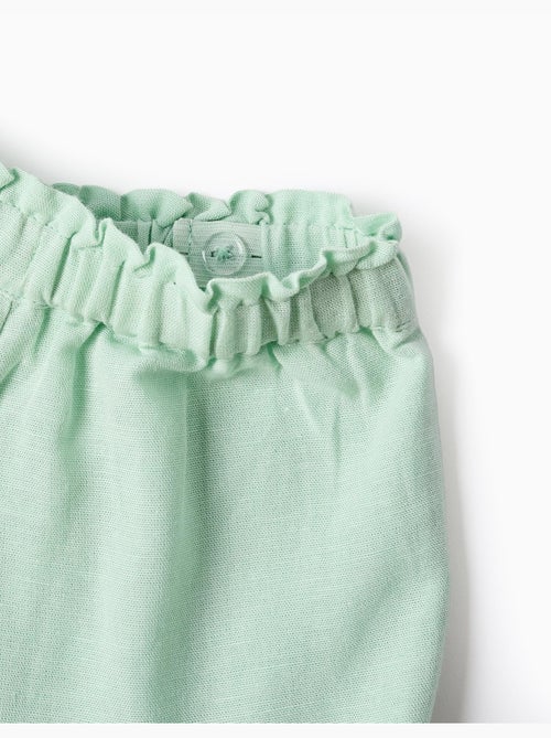 Pantalón corto en algodón y lino con dobladillo con volantes - Kiabi