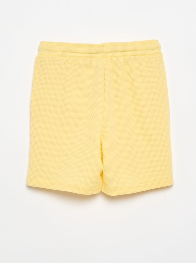 Pantalón corto en nido de abeja Amarillo - Kiabi