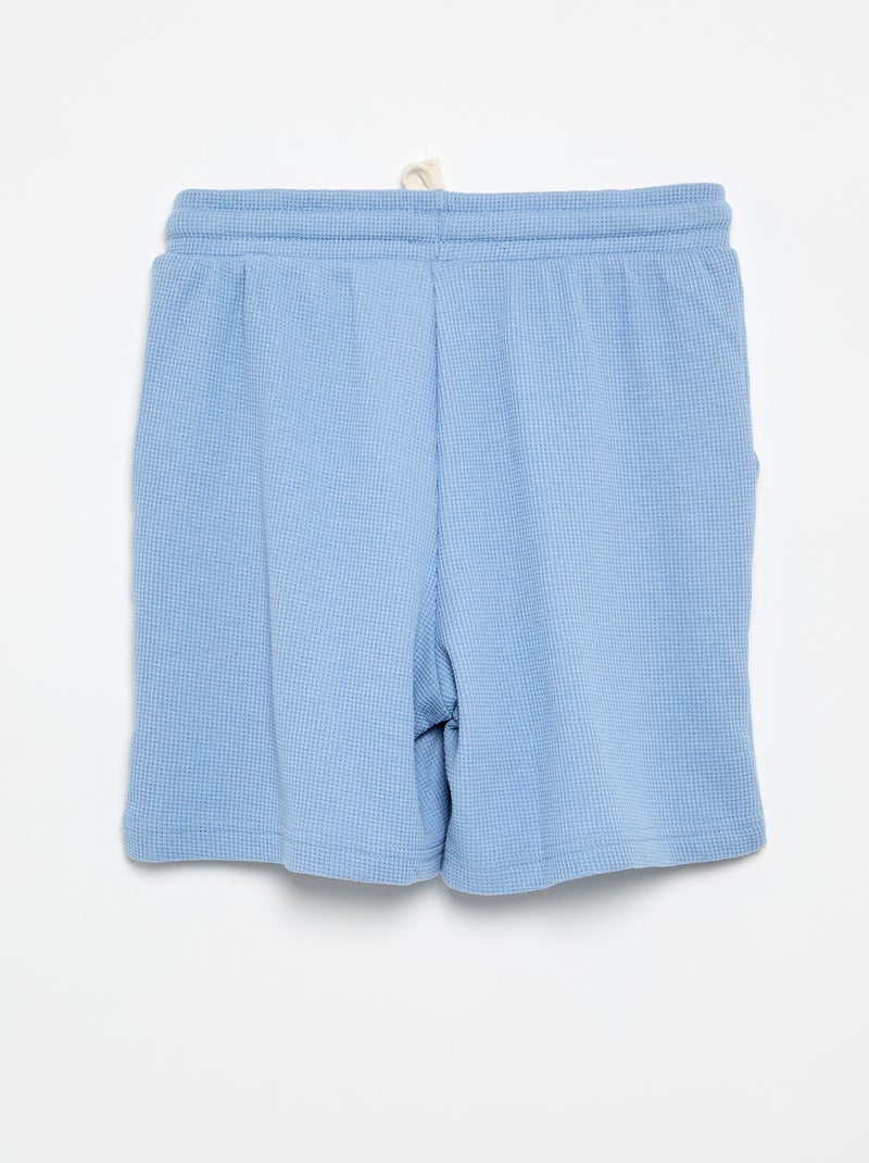 Pantalón corto en nido de abeja Azul - Kiabi