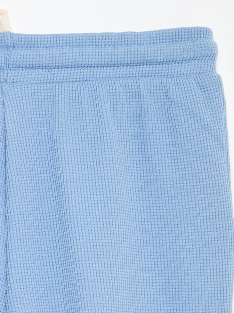 Pantalón corto en nido de abeja Azul - Kiabi