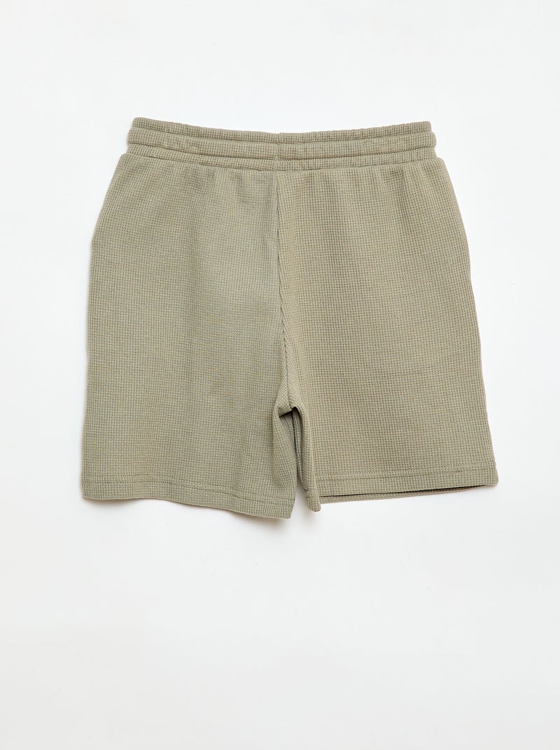 Pantalón corto en nido de abeja Verde - Kiabi