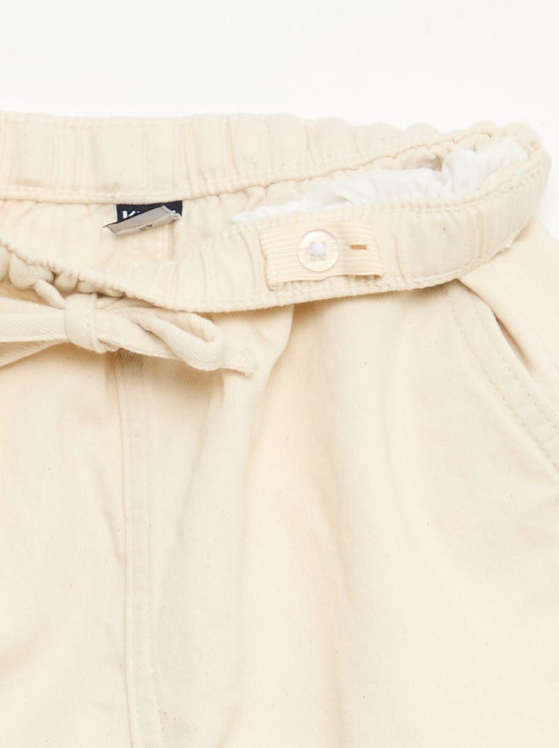 Pantalón corto en twill liso Blanco - Kiabi