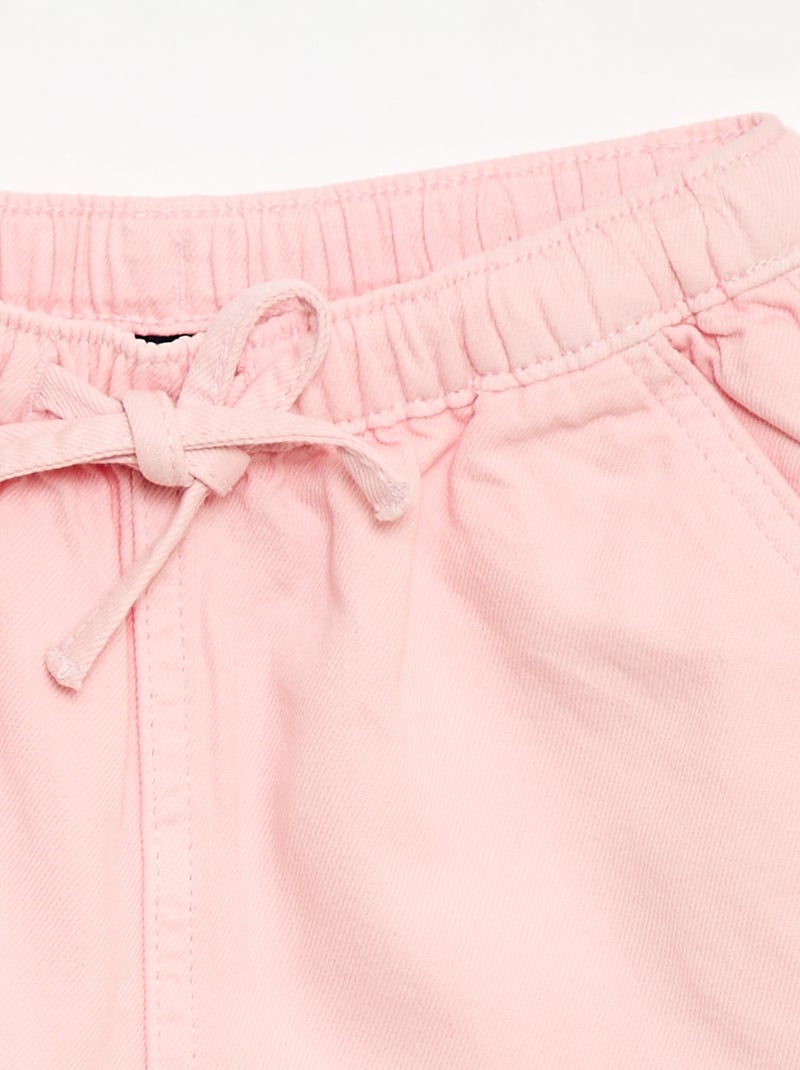 Pantalón corto en twill liso Rosa - Kiabi