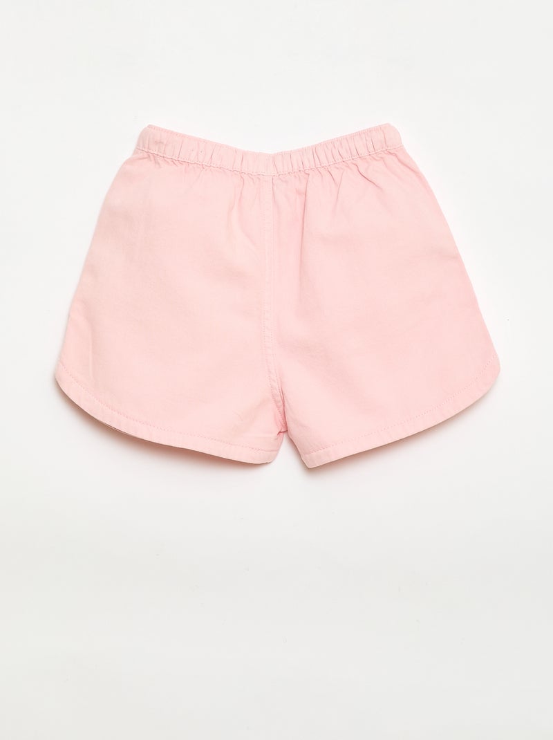 Pantalón corto en twill liso Rosa - Kiabi