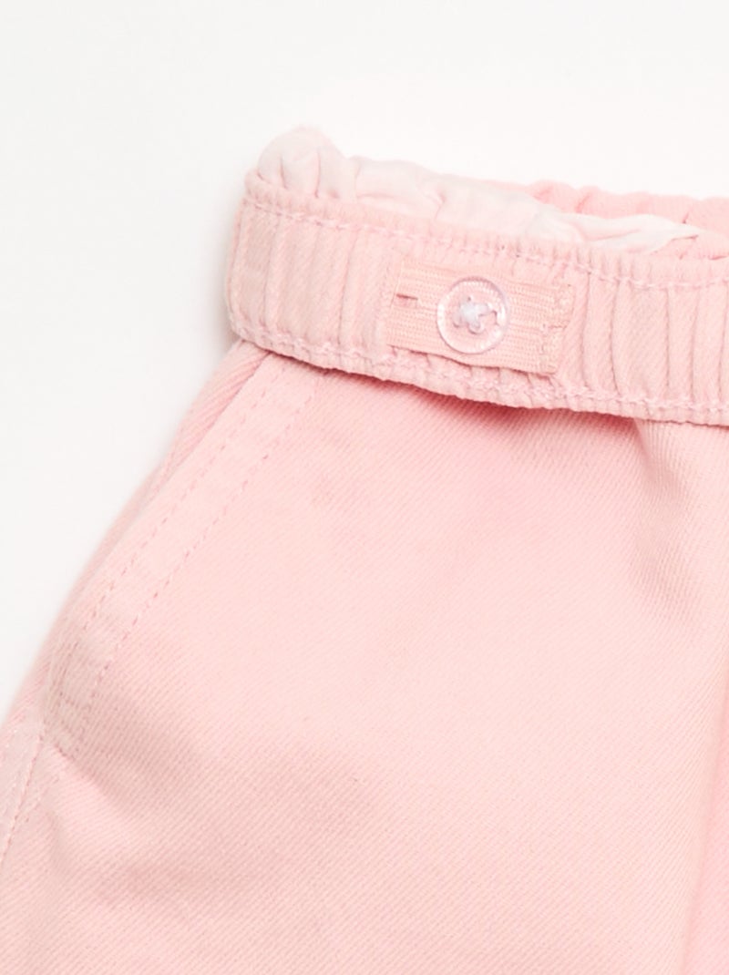 Pantalón corto en twill liso Rosa - Kiabi