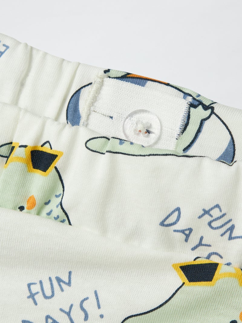 Pantalón corto estampado de dinosaurio 'Guppy' BLANCO - Kiabi
