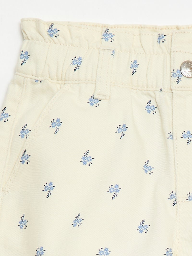 Pantalón corto estampado integral en algodón Beige - Kiabi